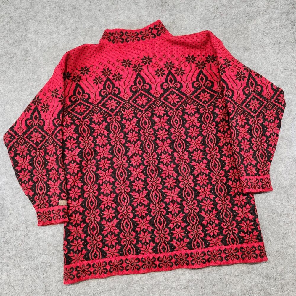 Dale Of Norway Womens M Medium Pure‎ Wool Nordic Red Knit Cardigan Sweater - Picture 12 of 13